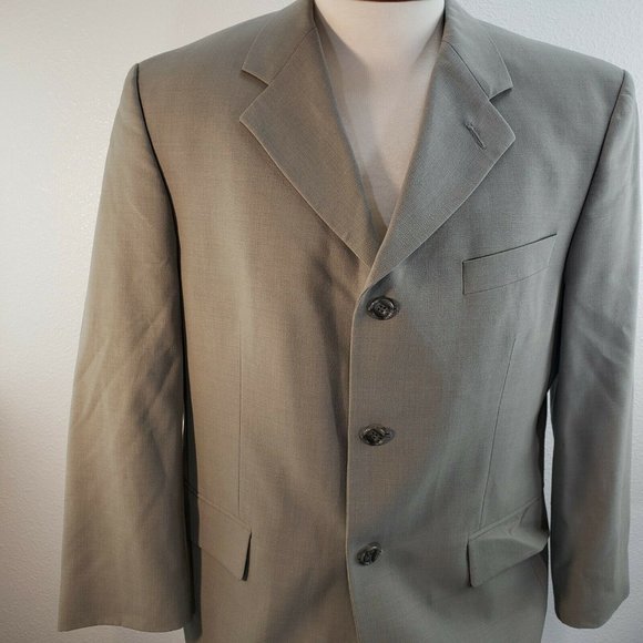 Alexandre London Savile Row‎ Suit Jacket Sports Coat Wool 2 Button 40S Gray Sage - Picture 11 of 12